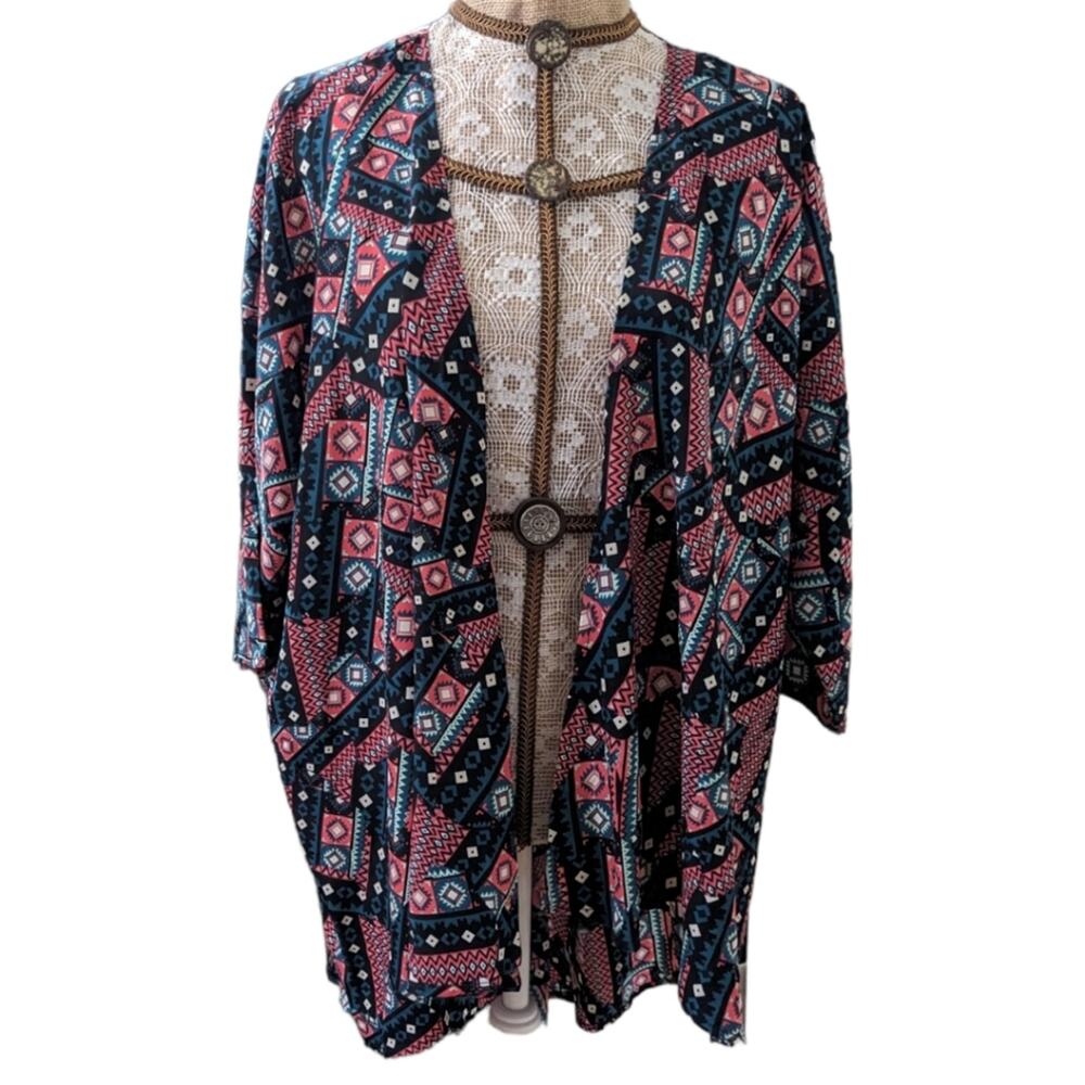LuLaRoe digital southwestern print open‎ kimono 022017